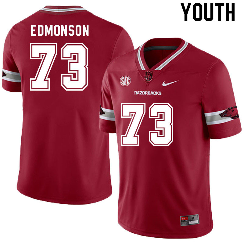 Youth #73 Brooks Edmonson Arkansas Razorback College Football Jerseys Stitched Sale-Alternate Cardin - Click Image to Close